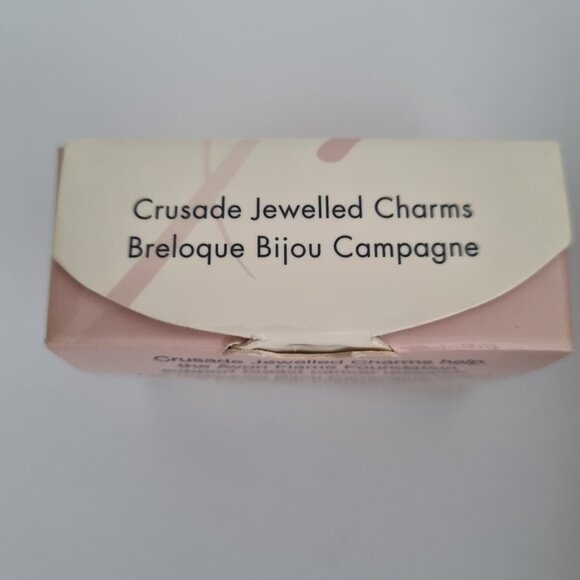 Vintage Gold Tone Pink Rhinestone Avon Breast Cancer Crusade Jewelled Charms - Picture 2 of 4